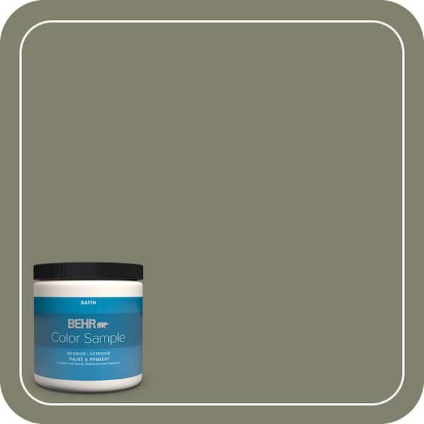 BEHR PREMIUM PLUS 8 oz. #PPU10-18 Lizard Green Satin Enamel Interior/Exterior Paint & Primer Color Sample