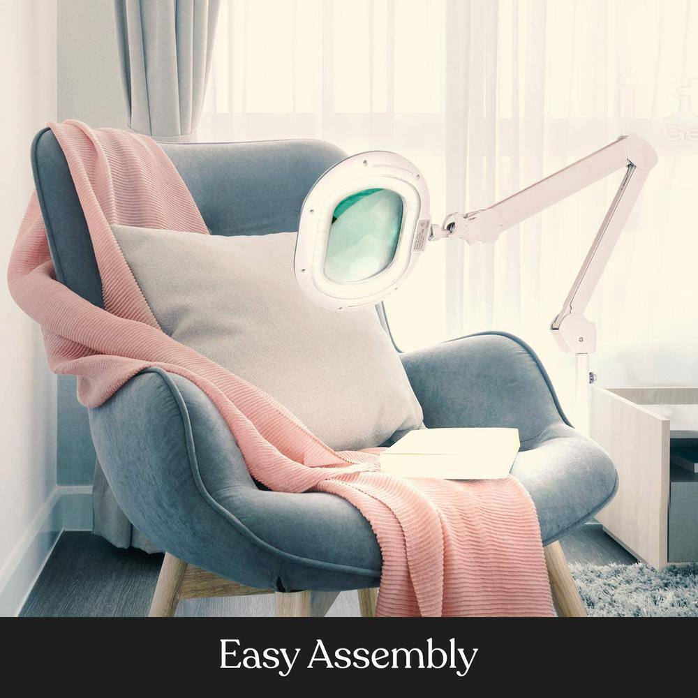 White Adjustable Arc Energy Star Magnifying Floor Lamp