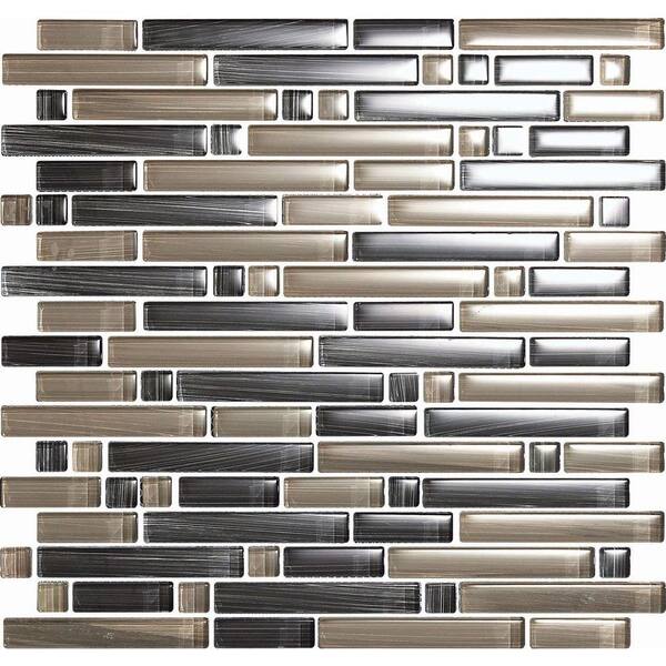 Epoch Architectural Surfaces Brushstrokes Grigio-1504-S Strips Mosaic Glass 12 in. x 12 in. Mesh Mounted Tile (5 sq. ft. / case)