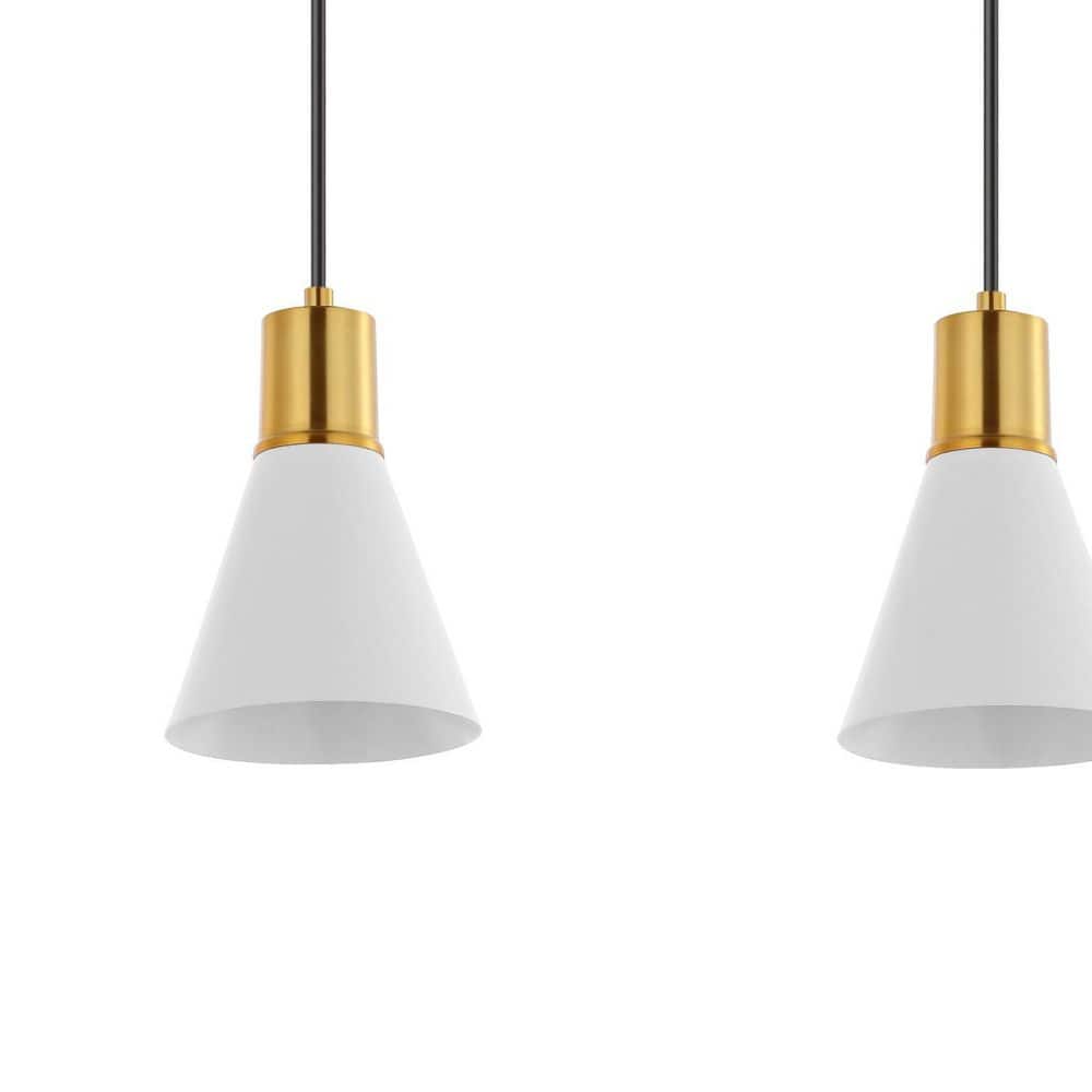 Apollo White and Brass Gold 33.5" Adjustable Linear LED Pendant