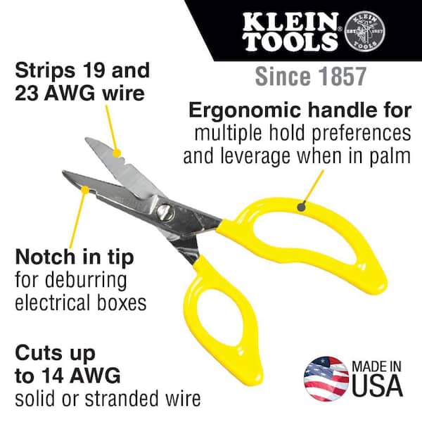 Klein Tools 2100-7 Electrician Scissors w/Strip & Crimp, 5-1/4
