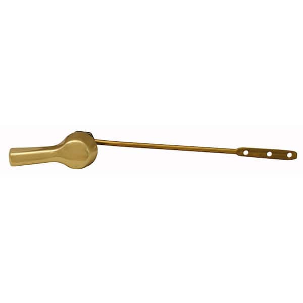 JONES STEPHENS Universal Heavy Duty Toilet Tank Trip Level for Front Left Mount with 8 in. Brass Arm & Metal Handle in Polished Brass