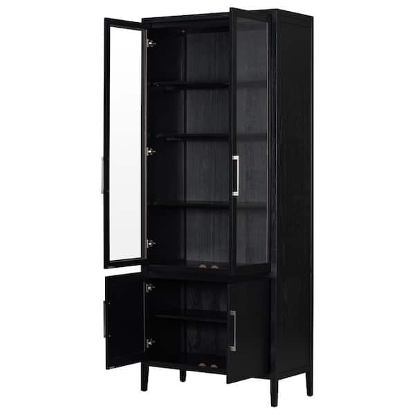 38 in. W x 17.9 in. D x 90.6 in. H Bathroom Black Linen Cabinet