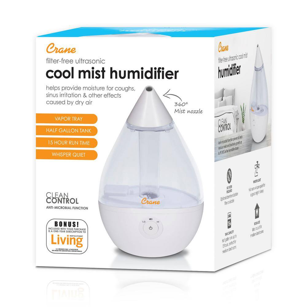 Clear and White Ultrasonic Cool Mist Humidifier with Auto Shutoff