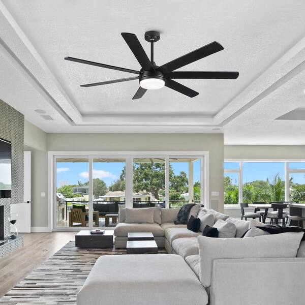 Keazile 72 in. Indoor Black Ceiling Fan with Dimmable LED Light