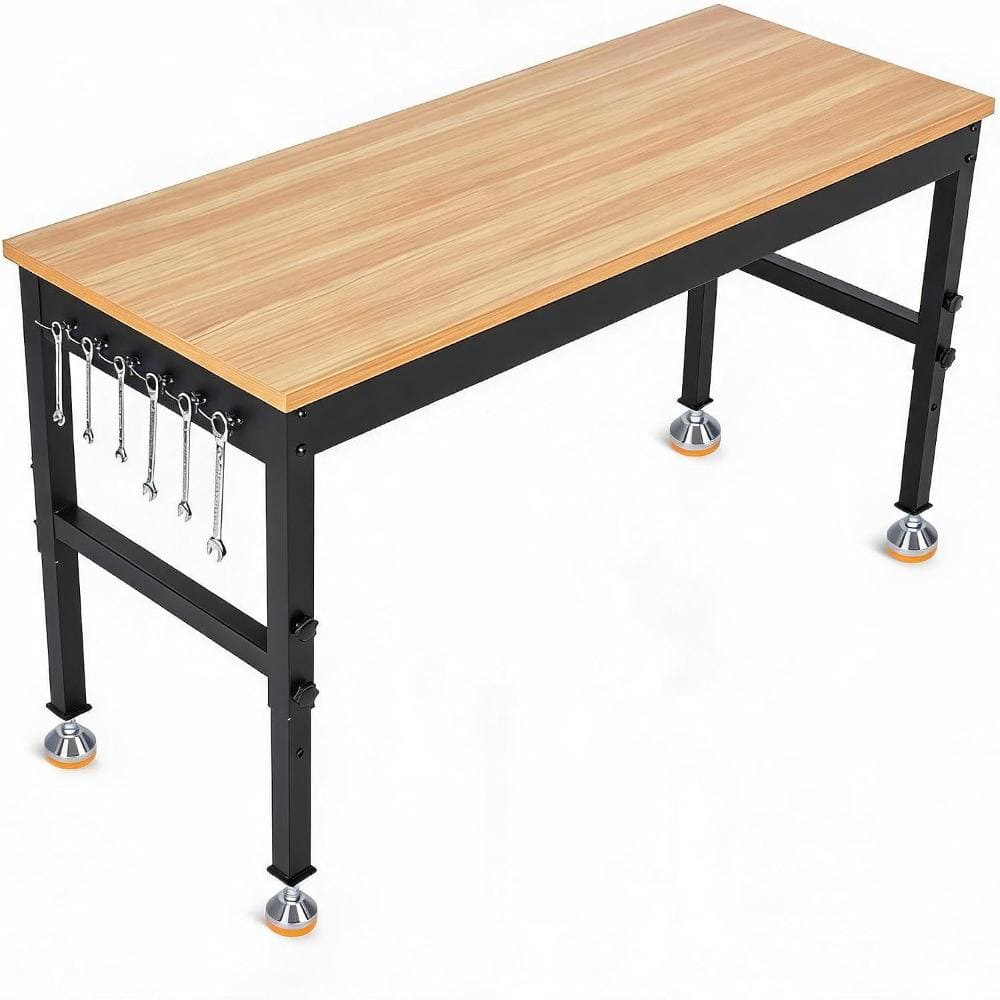"60""x24"" Solid Wood Workbench Adjustable Height 2500 LBS, Heavy Duty Work Table with Power Outlets" price history on PriceWatchPro