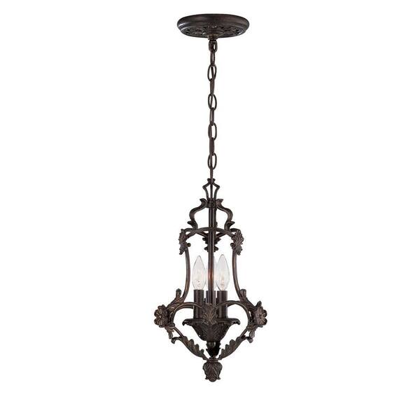 World Imports Salerno Collection 3-Light Bronze Glassless Pendant-DISCONTINUED