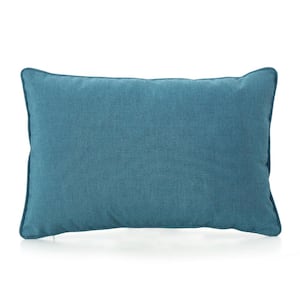 Outdoor Teal Rectangular Bolster Pillow with Water Resistant Fabric(2-Pack)