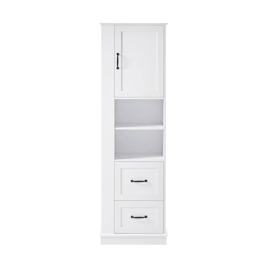 21 in. W x 14 in. D x 68 in. H White Bathroom Storage Cabinet with Door 2 Drawers and Side Hook price history on PriceWatchPro