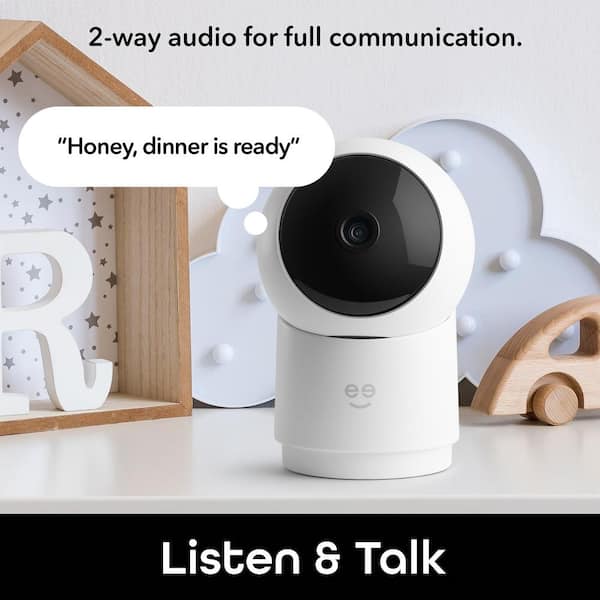 Geeni Scope 2K Wired Plug-In Indoor Smart Auto-Tracking Security Camera, Pan, Tilt, Zoom, Night Vision, 2-Way Talk, White