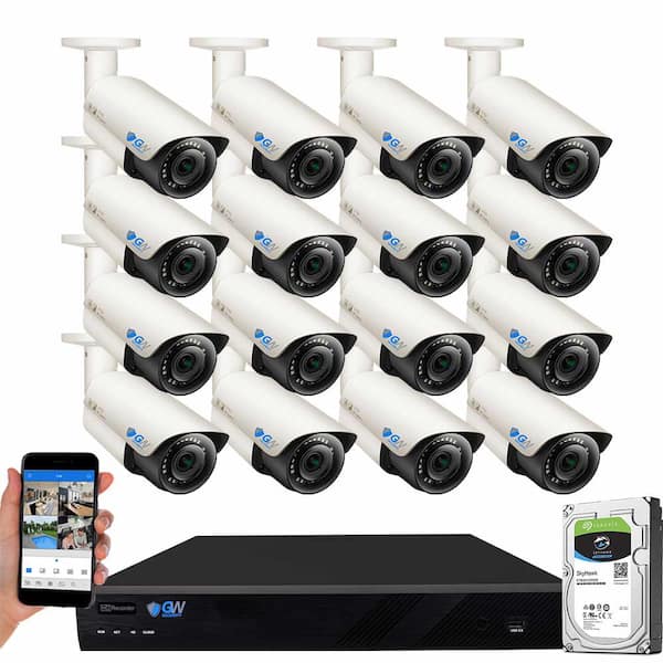 GW Security 16-Channel 8MP 4TB NVR Smart Security Camera System 16 Wired Bullet Cameras 2.8mm-12mm Lens Human/Vehicle Detection