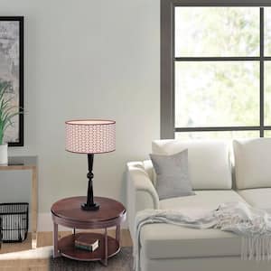 Levine 23 in. 1-Light Indoor Black and Brown Table Lamp with Light Kit
