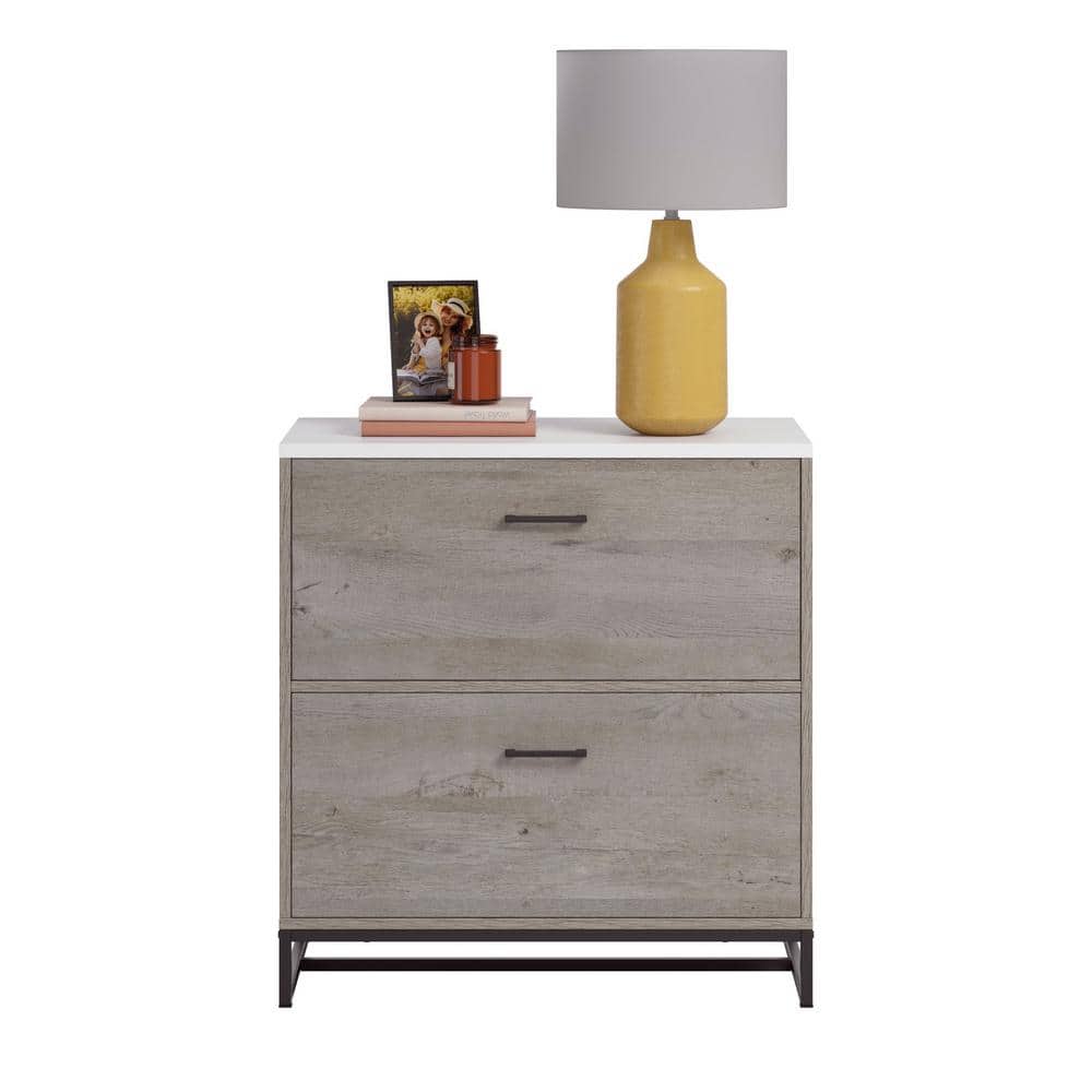 Mystic Oak 2-Drawer Lateral File Cabinet with Metal Base