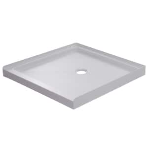 36 in. L x 36 in. W Alcove Shower Pan Base with Center Drain in White