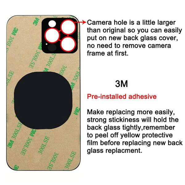 Vitre Arrière De Remplacement Pour IPhone 13 Pro Max - Couleur Graphite, Avec Adhésif