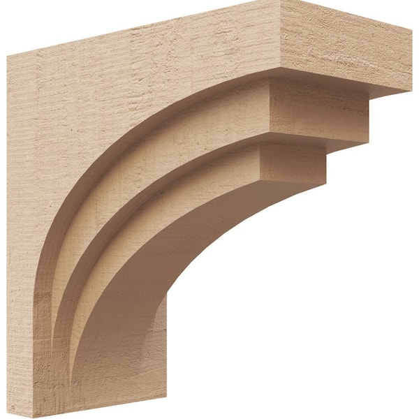 Ekena Millwork 4 in. x 8 in. x 8 in. Series 1 Classic Rockford Rough Cedar Woodgrain Timberthane Polyurethane Corbel, Primed Tan