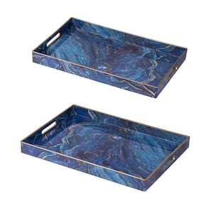 Blue Modern Chic Rectangular Trays (Set of 2)
