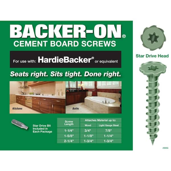 Backer-On #9 x 1-5/8-in Zinc-Plated Star-Drive Interior Cement Board Screws (575-Count) Backer-On #9 x 1-5/8-in Zinc-Plated Star-Drive Interior Cement Board Screws (575-Count)