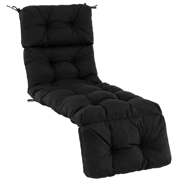 Black Solid Tufted Waterproof Chaise Lounge Chair Pad (Set of 1)