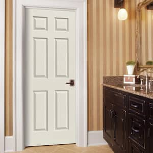 32 in. x 80 in. Colonist Vanilla Painted Left-Hand Textured Molded Composite Single Prehung Interior Door