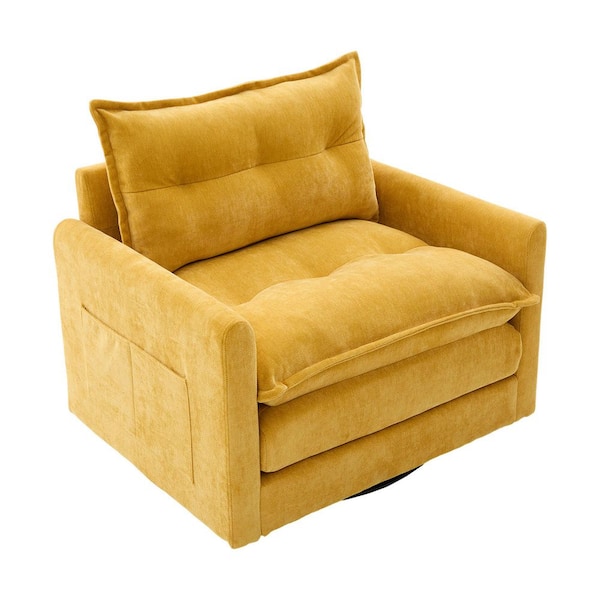 HOMEFUN Mid Century Mustard Yellow Chenille 1-Seat Thick Padded