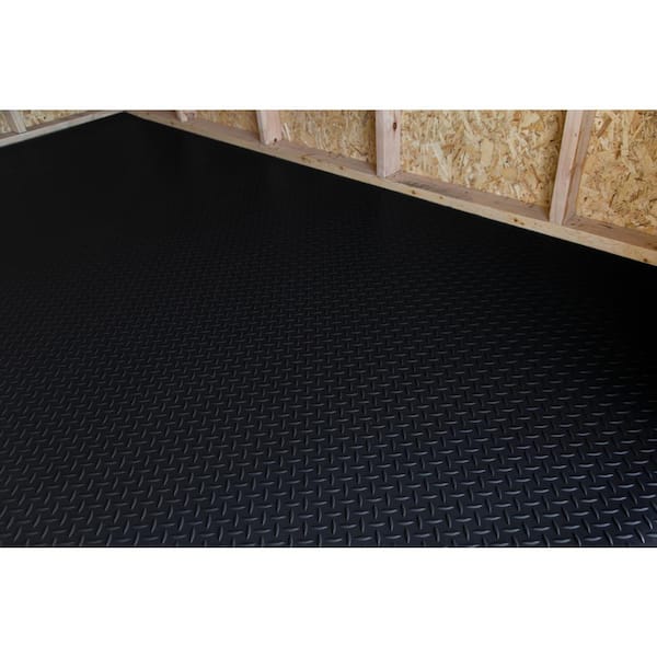 Shed Flooring Midnight Black Diamond Tread Commercial Vinyl Sheet Flooring (8 ft. W x 10 ft. L)