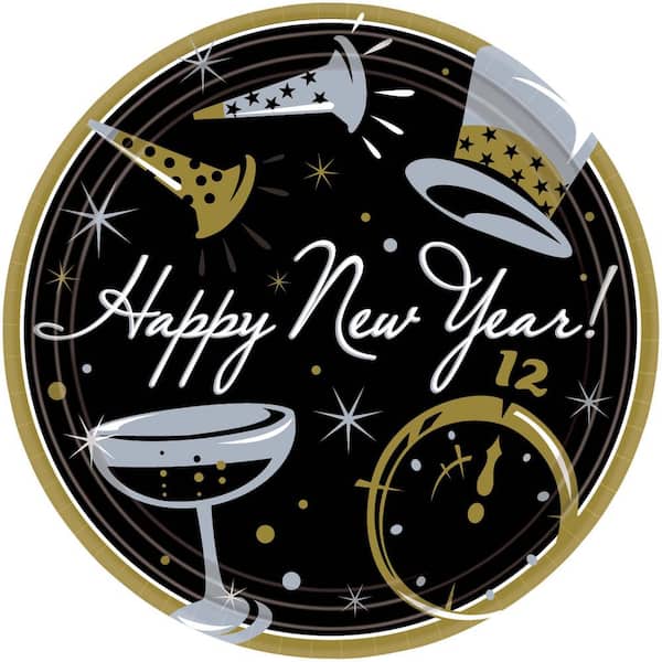 Amscan New Year's 9 in. Black Tie Affair Plates (50-Count, 2-Pack)