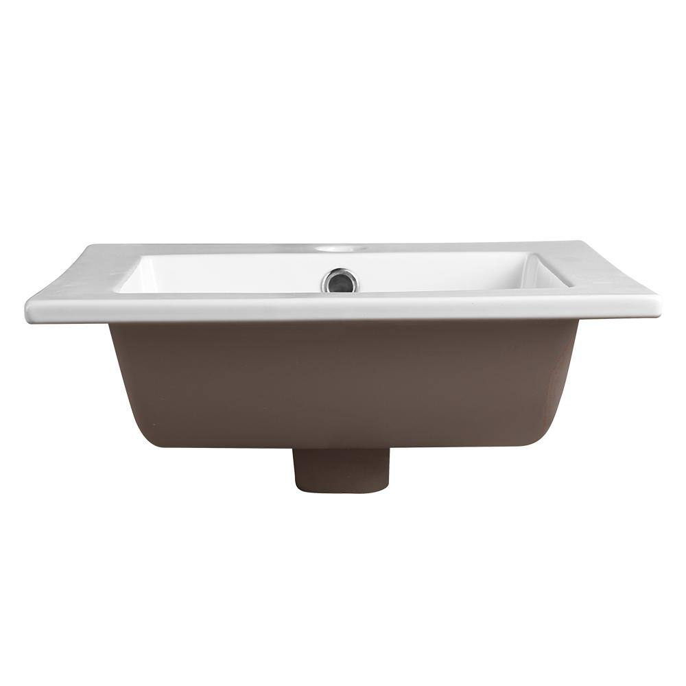 16 Inch White Ceramic Square Drop-In Bathroom Sink with Overflow
