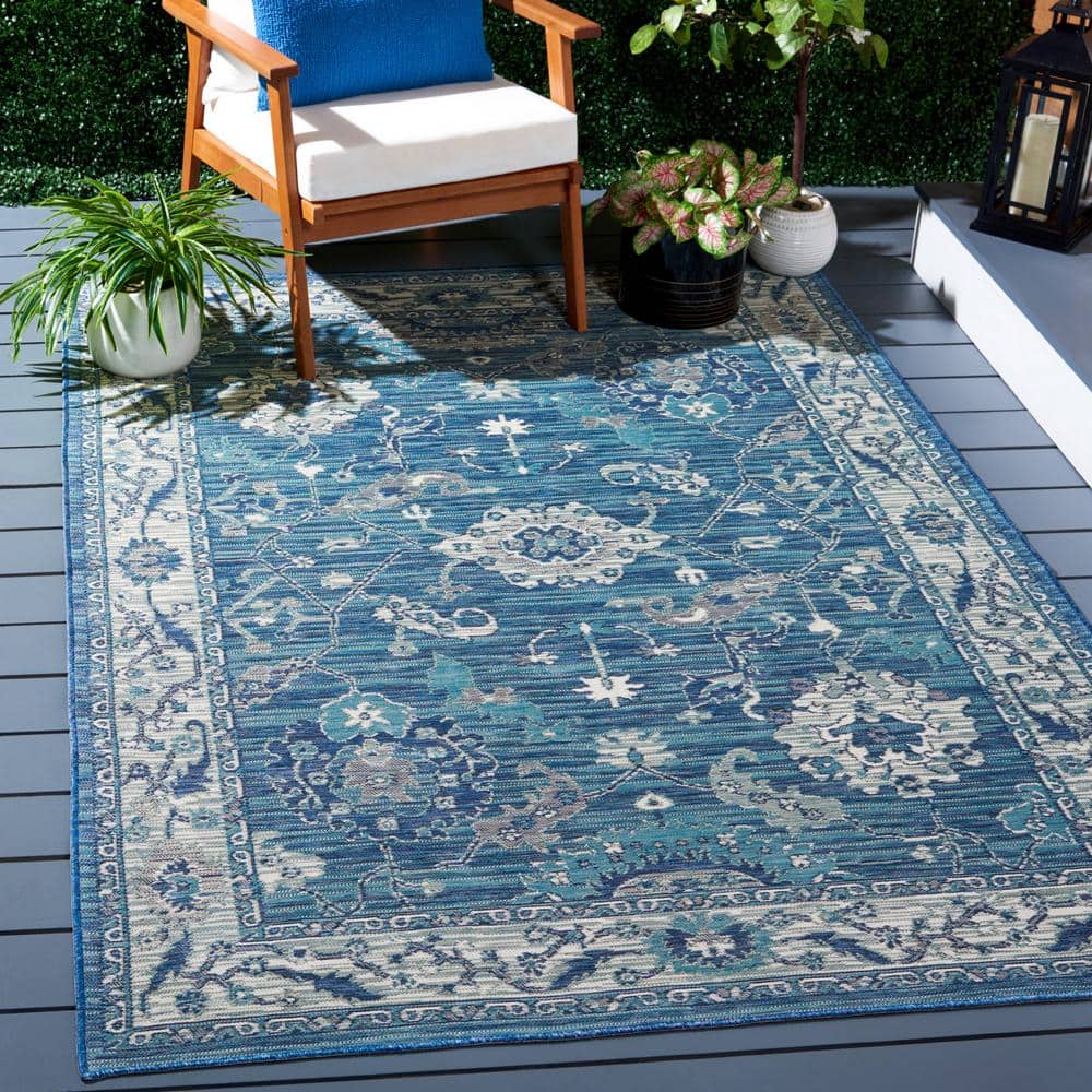 Safavieh 6'7" x 6'7" Grey and Blue Ivory Synthetic Square Area Rug