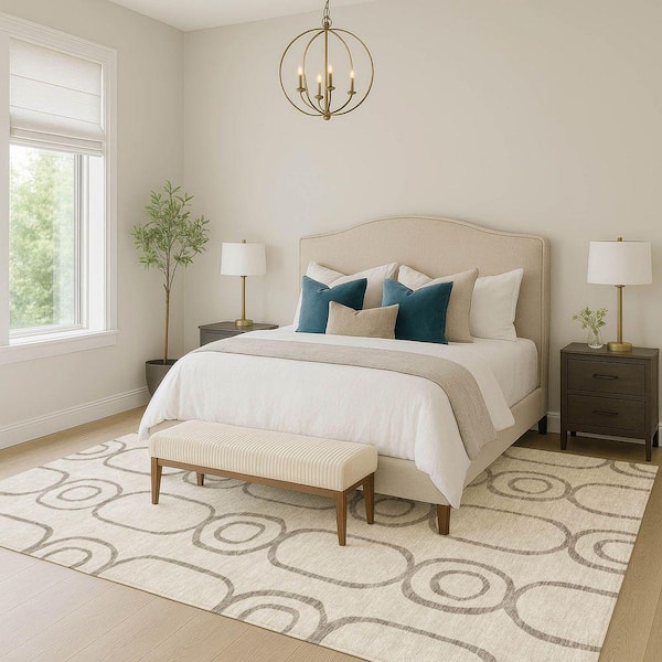Chantille Machine Washable Indoor/Outdoor Abstract ACN2344 Taupe 8 ft. x 10 ft. Area Rug