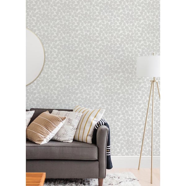 Bliss Print Grey Vinyl Peel and Stick Wallpaper