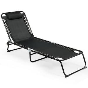 Metal Folding Outdoor Chaise Lounge with Adjustable Backrest Patio Chair