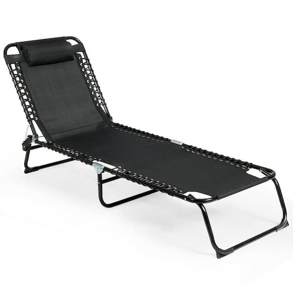 WELLFOR Metal Folding Outdoor Chaise Lounge with Adjustable Backrest Patio Chair
