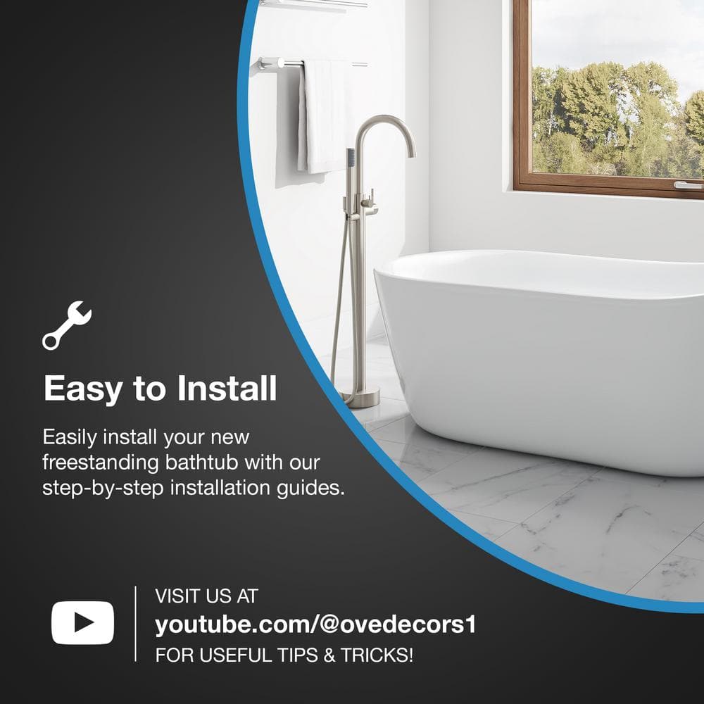 Isaac 58'' White Seamless Acrylic Freestanding Slipper Bathtub