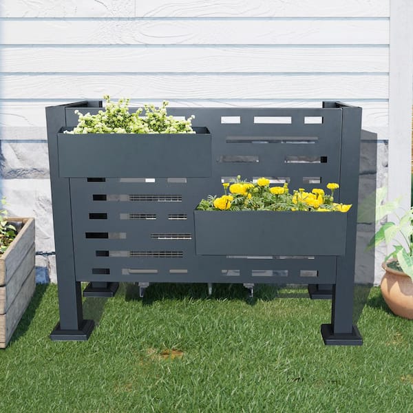 Unbranded 3 ft. x 2 ft. Metal Air Conditioner Outdoor Unit Fence, Includes Cover, Air Conditioner Unit, 3-Fence Panels