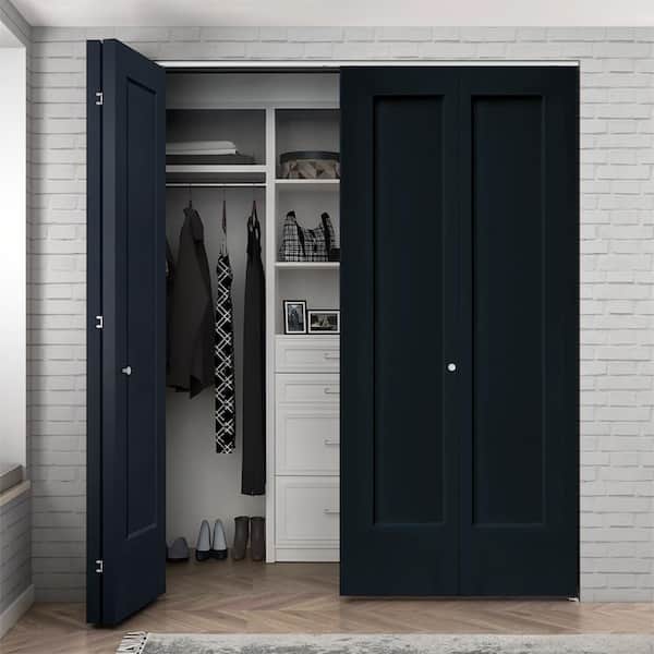 CALHOME 60 in. x 80 in. 1-Panel Shaker Black Painted MDF Composite