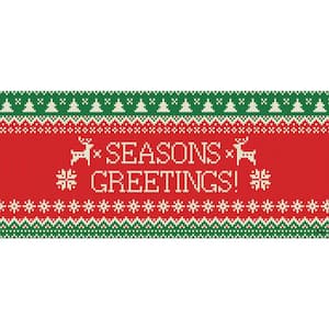 7 ft. x 16 ft. Ugly Christmas Sweater Seasonal Greetings-Christmas Garage Door Decor Mural for Double Car Garage