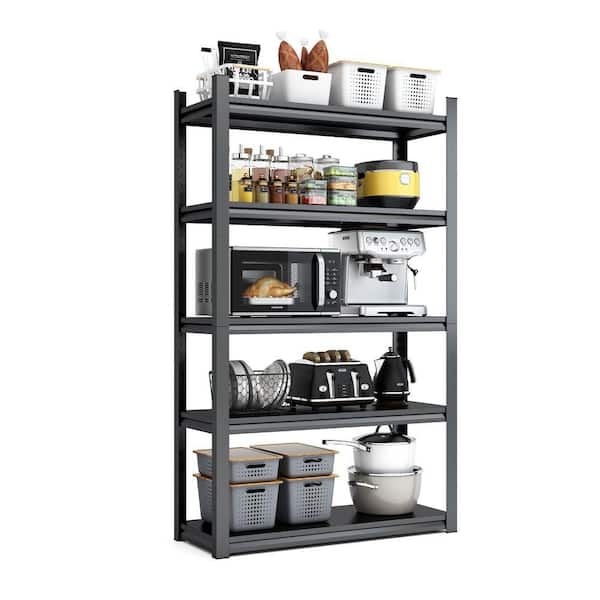 5-Tiers Heavy Duty Metal Adjustable Garage Storage Shelving Unit in Black (31.5 in. W x 63 in. H x 15.7 in. D)