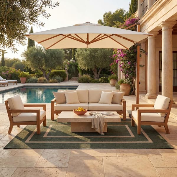 Arissea Bordered Green 8 ft. x 10 ft. Outdoor Area Rug