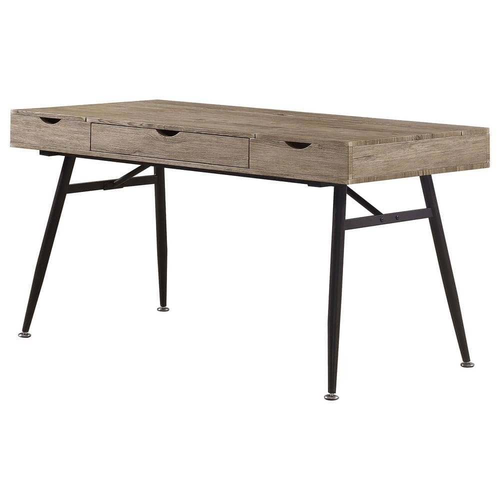 Transitional Rustic Driftwood Corner Home Office Desk with Drawer