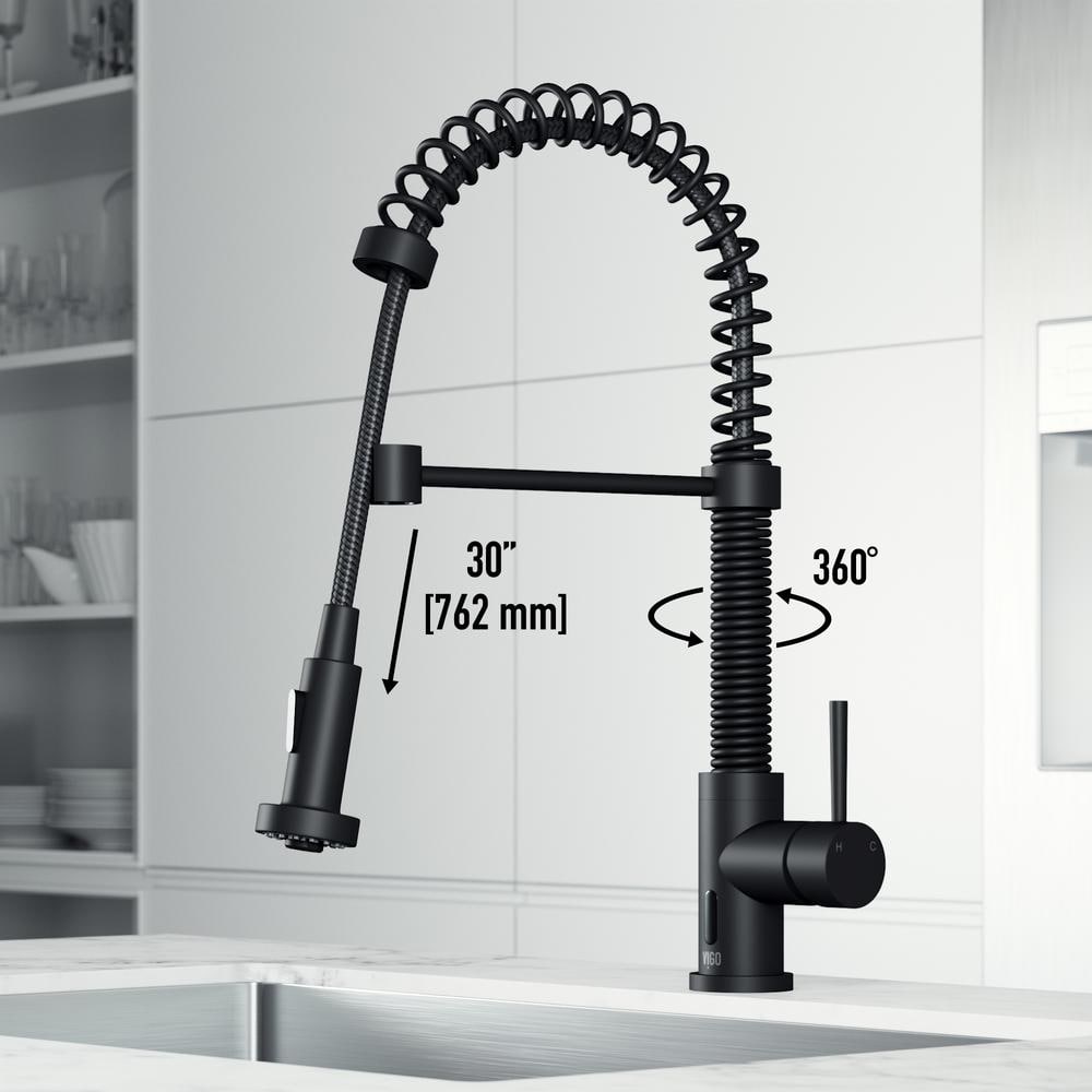 Matte Black Brass Touchless Pull-Down Kitchen Faucet with Spray