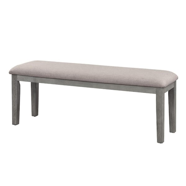 Benjara 47 in. Gray Backless Bedroom Bench with Chamfered Legs