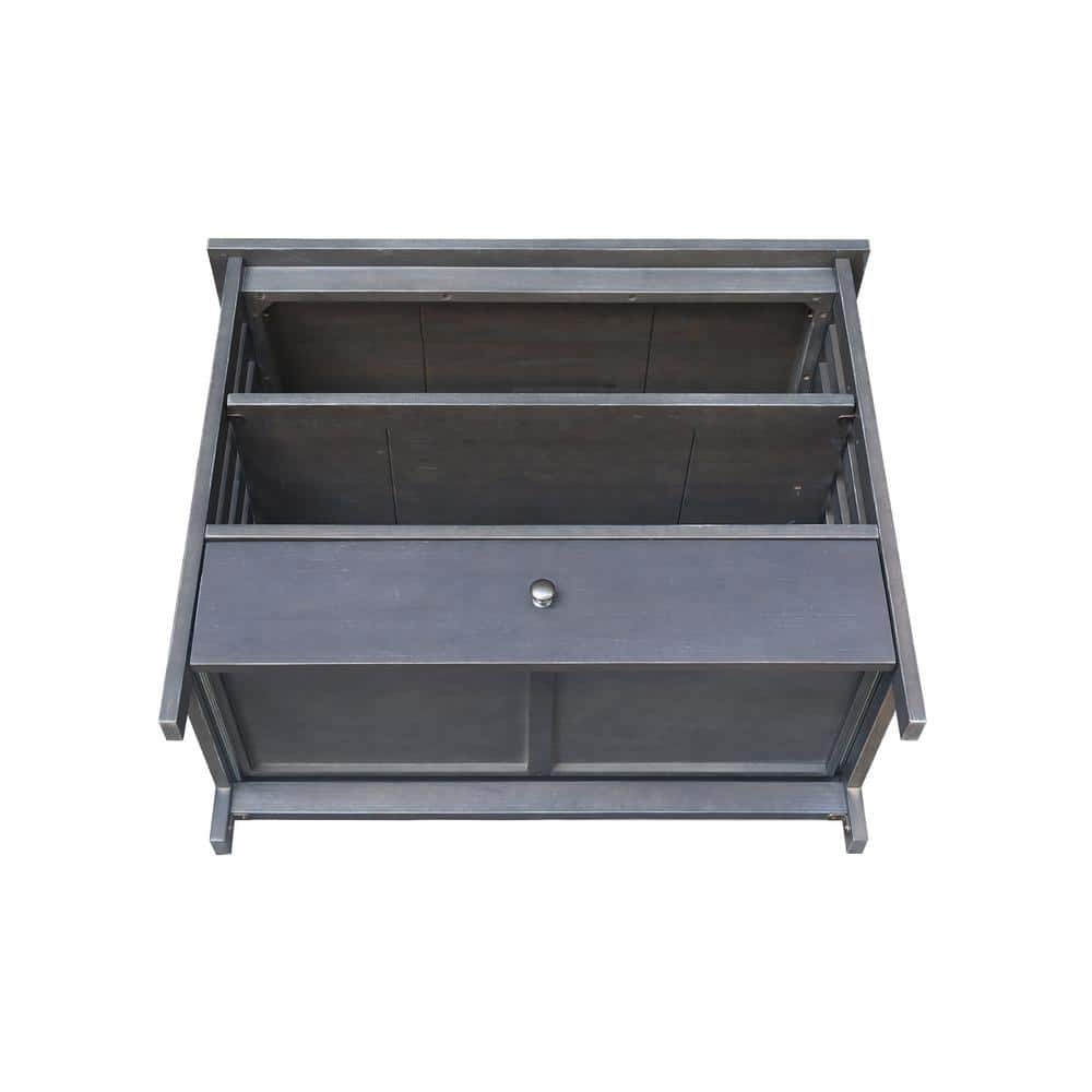 Heather Gray Solid Wood Corner TV Stand with Cabinet and Shelves