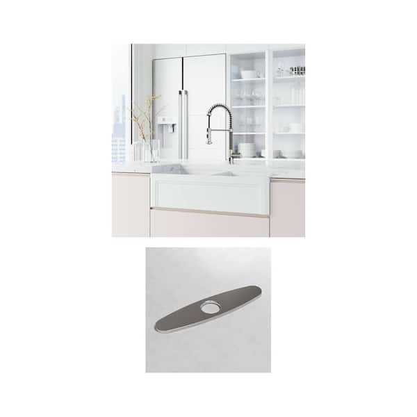 Edison Touchless Single Handle Pull-Down Sprayer Kitchen Faucet and 10 in. Deck Plate in Stainless Steel