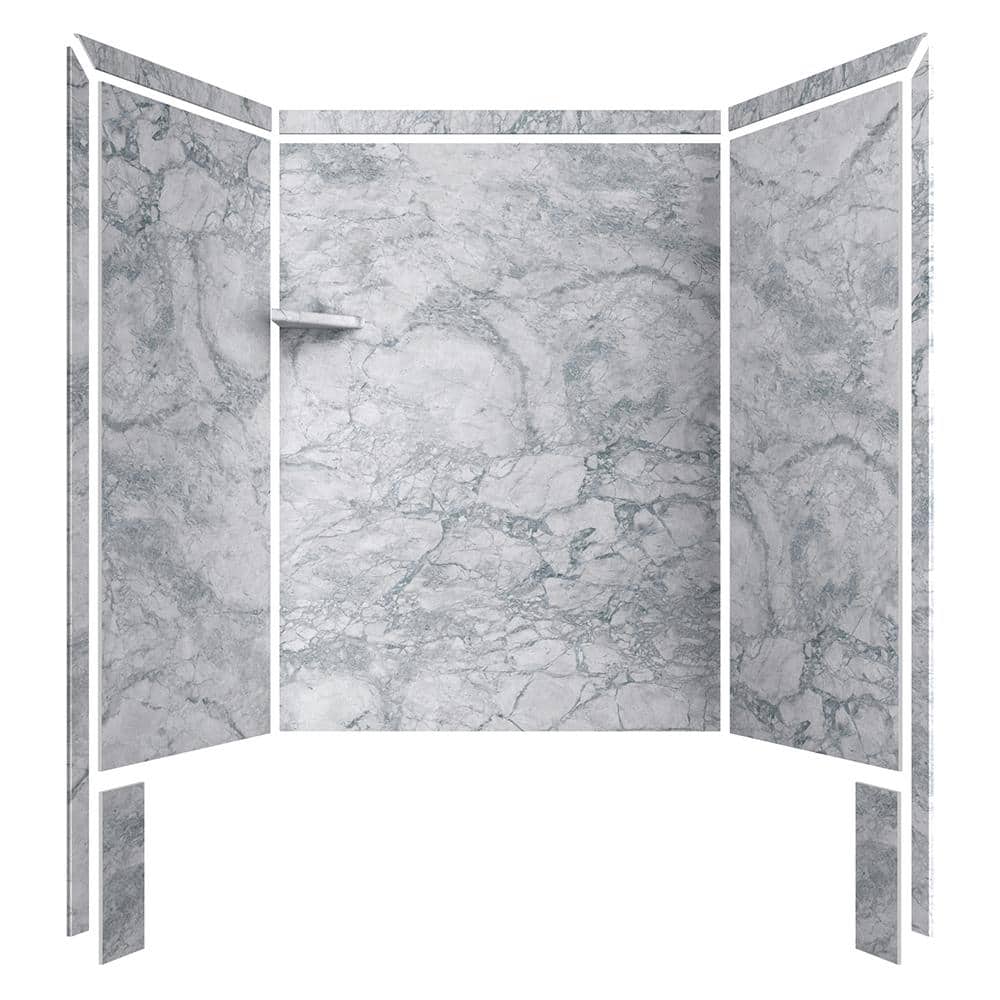Everest Gray Marble 60" x 36" x 80" Alcove Shower Surround