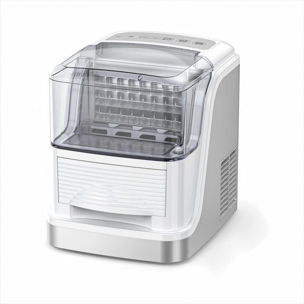 COWSAR 11.38 in. 26 lbs. /24 H Square Ice Countertop Portable Ice Maker with Self-Cleaning, Silver