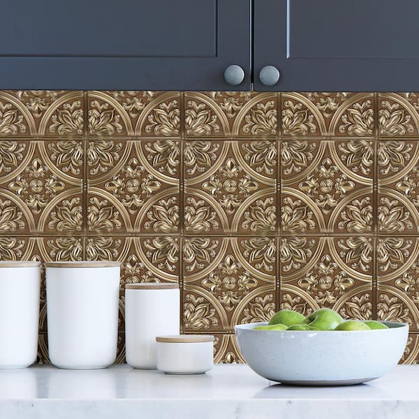InHome Chelsea Bronze Faux Metallic Tile Wall Decals