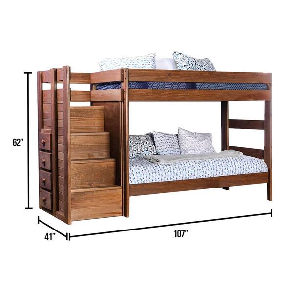 Furnishing Ampelios Twin Bunk Bed, Twin Bunk Bed Dimensions