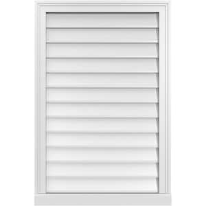 24 in. x 36 in. Vertical Surface Mount PVC Gable Vent: Decorative with Brickmould Sill Frame