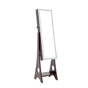 Bronze Jewelry Armoire with LED Standing Mirror Makeup Lockable Armoire Storage 61.4 in. H x 15.8 in. W x 14.3 in. D